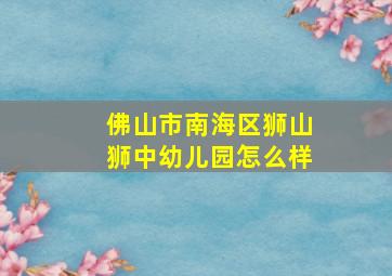 佛山市南海区狮山狮中幼儿园怎么样