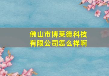 佛山市博莱德科技有限公司怎么样啊