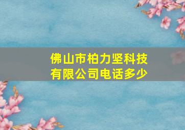 佛山市柏力坚科技有限公司电话多少