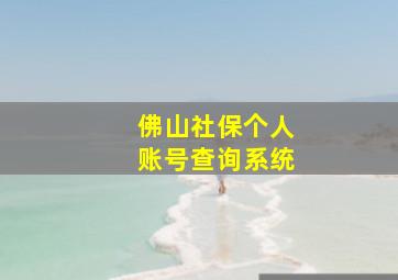 佛山社保个人账号查询系统