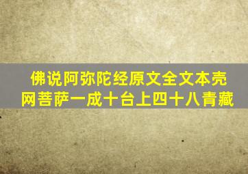 佛说阿弥陀经原文全文本壳网菩萨一成十台上四十八青藏