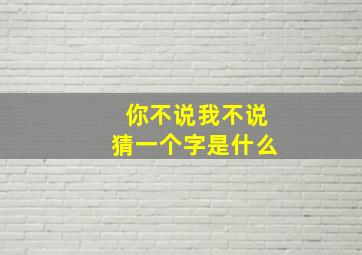 你不说我不说猜一个字是什么