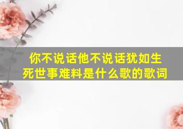 你不说话他不说话犹如生死世事难料是什么歌的歌词