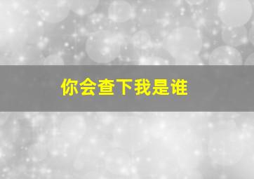 你会查下我是谁