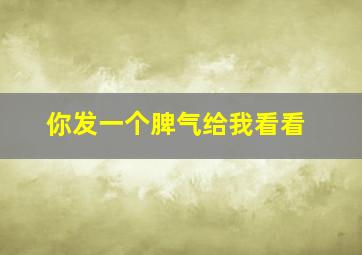 你发一个脾气给我看看