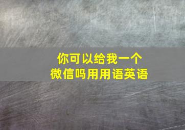 你可以给我一个微信吗用用语英语