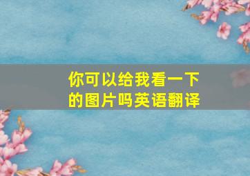 你可以给我看一下的图片吗英语翻译