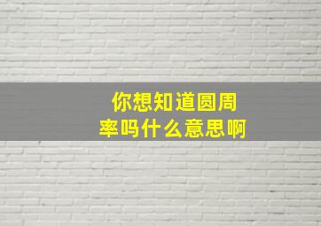 你想知道圆周率吗什么意思啊