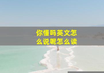 你懂吗英文怎么说呢怎么读