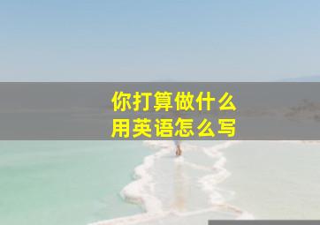 你打算做什么用英语怎么写