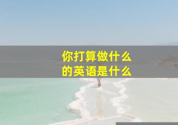 你打算做什么的英语是什么