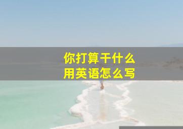 你打算干什么用英语怎么写