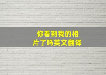 你看到我的相片了吗英文翻译