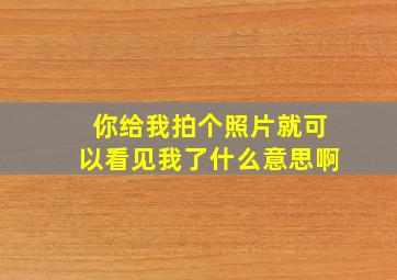 你给我拍个照片就可以看见我了什么意思啊