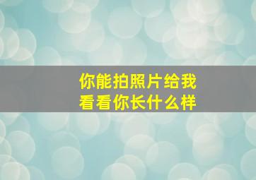 你能拍照片给我看看你长什么样