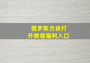 俄罗斯方块打开微信福利入口