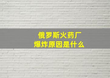 俄罗斯火药厂爆炸原因是什么