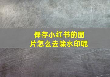 保存小红书的图片怎么去除水印呢