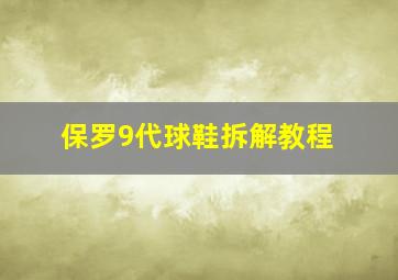 保罗9代球鞋拆解教程