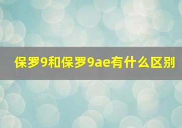 保罗9和保罗9ae有什么区别