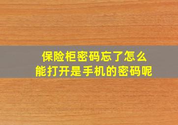 保险柜密码忘了怎么能打开是手机的密码呢