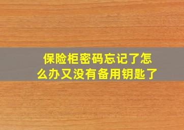 保险柜密码忘记了怎么办又没有备用钥匙了