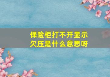 保险柜打不开显示欠压是什么意思呀