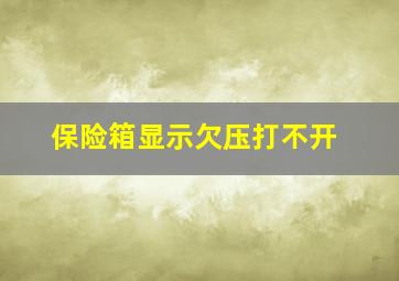 保险箱显示欠压打不开