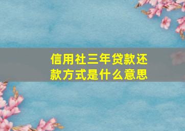 信用社三年贷款还款方式是什么意思