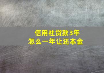 信用社贷款3年怎么一年让还本金