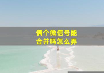 俩个微信号能合并吗怎么弄