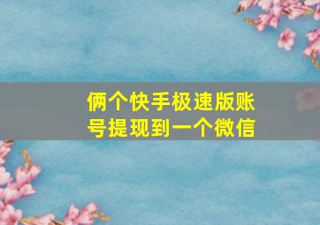 俩个快手极速版账号提现到一个微信