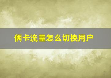 俩卡流量怎么切换用户