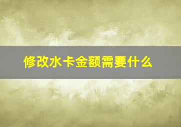 修改水卡金额需要什么