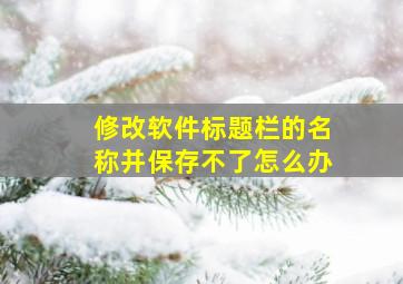 修改软件标题栏的名称并保存不了怎么办