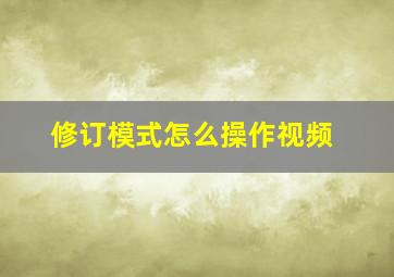 修订模式怎么操作视频