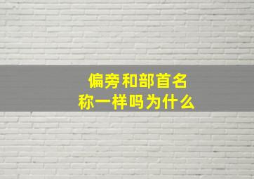 偏旁和部首名称一样吗为什么