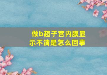 做b超子宫内膜显示不清是怎么回事