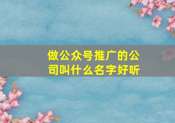 做公众号推广的公司叫什么名字好听