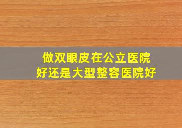 做双眼皮在公立医院好还是大型整容医院好