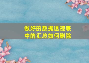 做好的数据透视表中的汇总如何删除