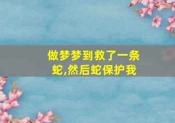 做梦梦到救了一条蛇,然后蛇保护我