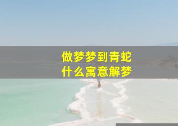 做梦梦到青蛇什么寓意解梦