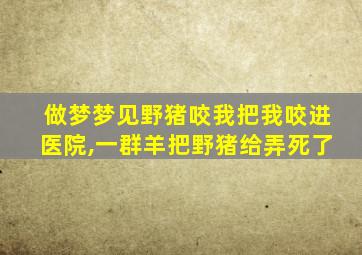 做梦梦见野猪咬我把我咬进医院,一群羊把野猪给弄死了