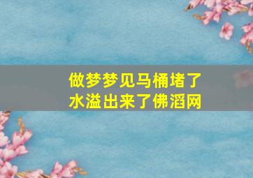 做梦梦见马桶堵了水溢出来了佛滔网