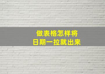 做表格怎样将日期一拉就出来