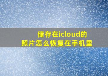 储存在icloud的照片怎么恢复在手机里