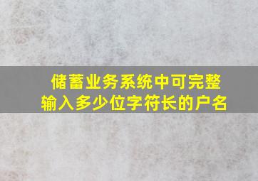 储蓄业务系统中可完整输入多少位字符长的户名