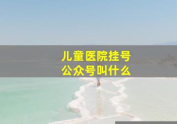 儿童医院挂号公众号叫什么