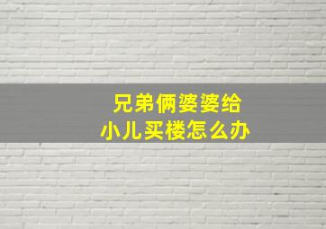 兄弟俩婆婆给小儿买楼怎么办